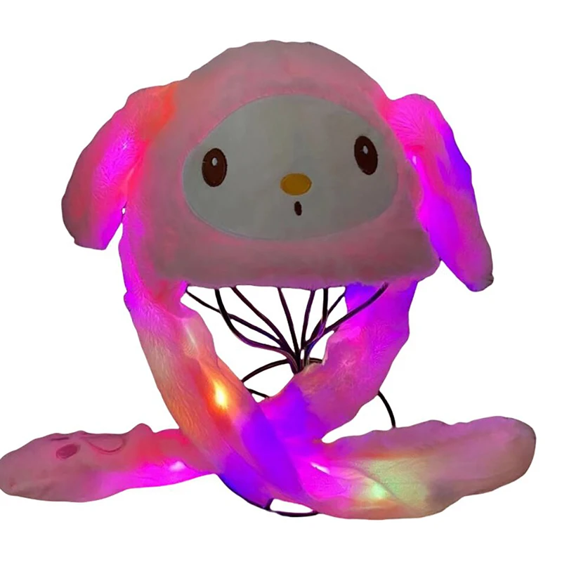 Sanrioed светодиодный светильник Kuromi Cinnamoroll Kitty светящаяся плюшевая шапка с ушами