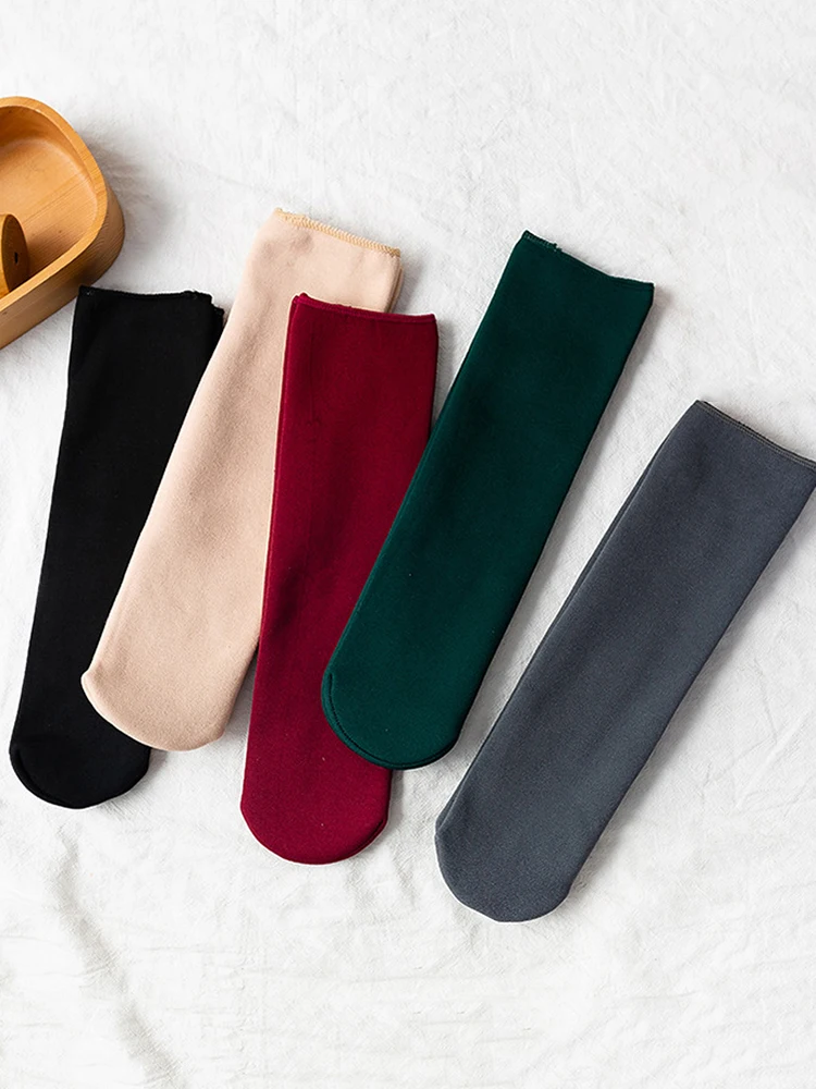 Winter Velvet Warm Thicken Thermal Socks Wool Women Cashmere Snow Seamless Soft Boots Floor Sleeping Pure Color 1Pairs