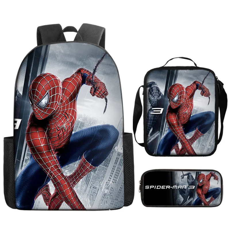 

Marvel Spiderman Student Backpack Pencil Box Lunch Bag Children Wear-resistant Air Cushion Backpack Waterproof Backpack Gift