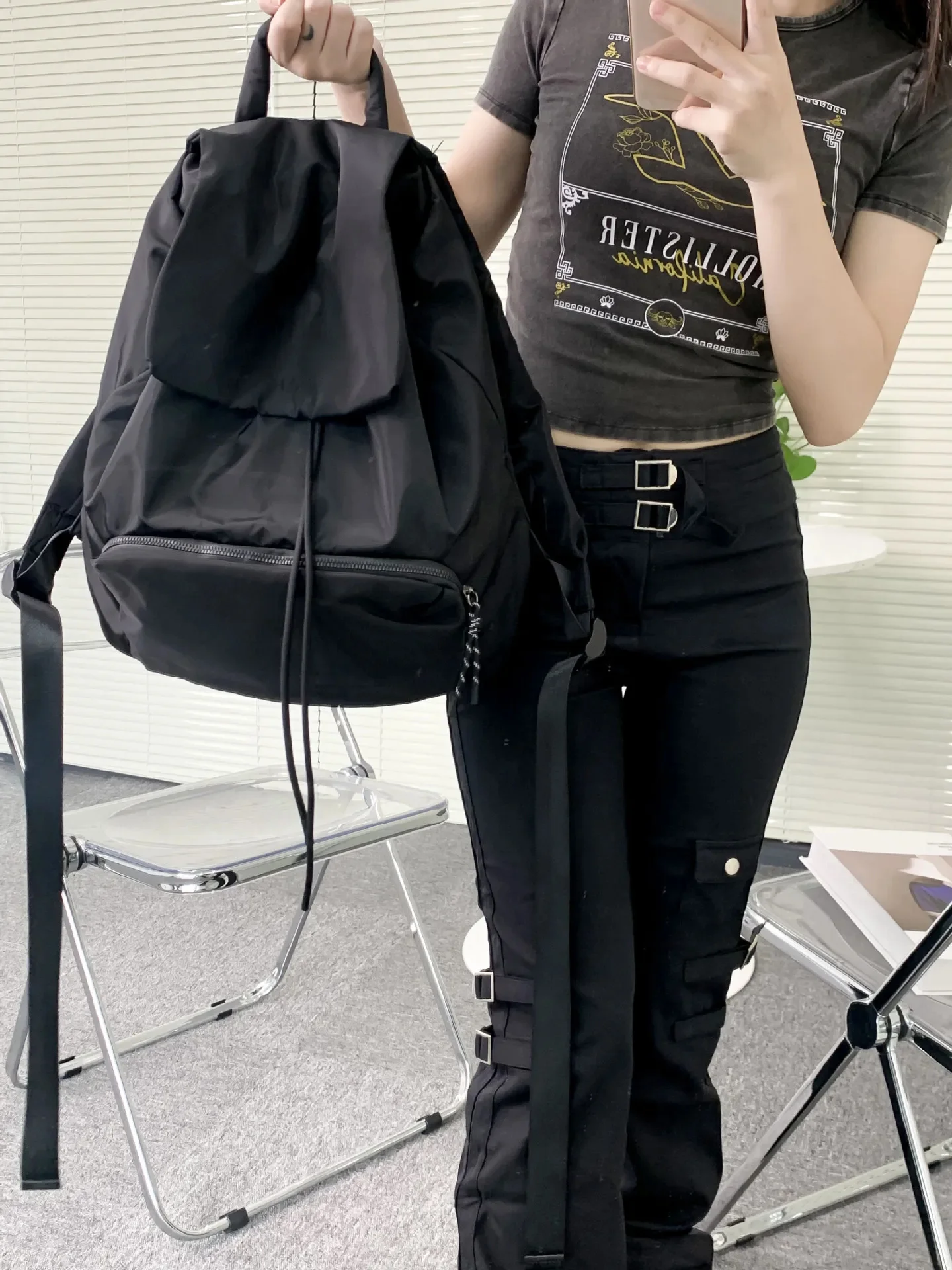 

Женские вместительные рюкзаки в японском стиле Харадзюку, литературный черный рюкзак для девушек с кулиской, сумка для учебников