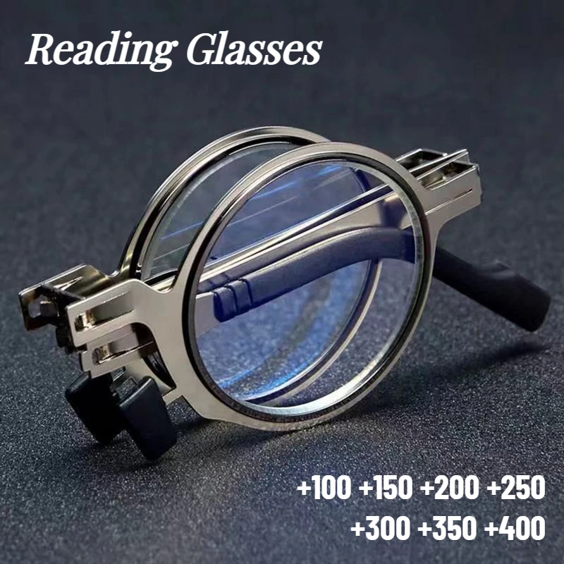 

Portable Smart Folding Reading Glasses Blue Light Blocking For Men Metal Round Square Elder Eyeglasses Diopters Presbyopia Gafas