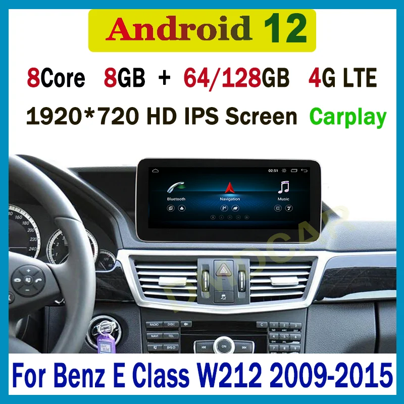 

12.5" /10.25" Andriod 12 Display 8+128G ROM Car Radio GPS Navigation Multimedia Player for Mercedes Benz E Class W212 2009-2015