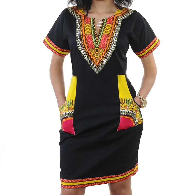 

New 2022 Summer Vintage Dress Women Tunic Casual Beach Dress 2022 African Print Shirt Dress Robe Femme Dashiki Dress