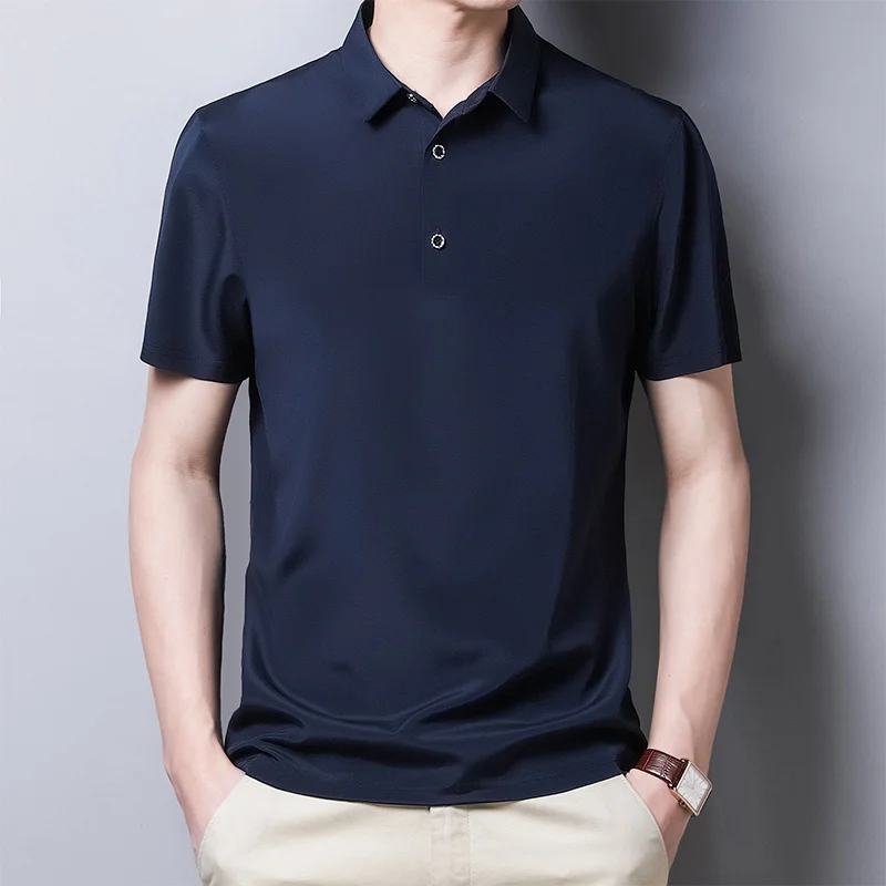 

2023 Summer Short Sleeve s Silk shirt Clothing Fashion T Shirt for Men Streetwear Black Ropa Hombre WPY3684