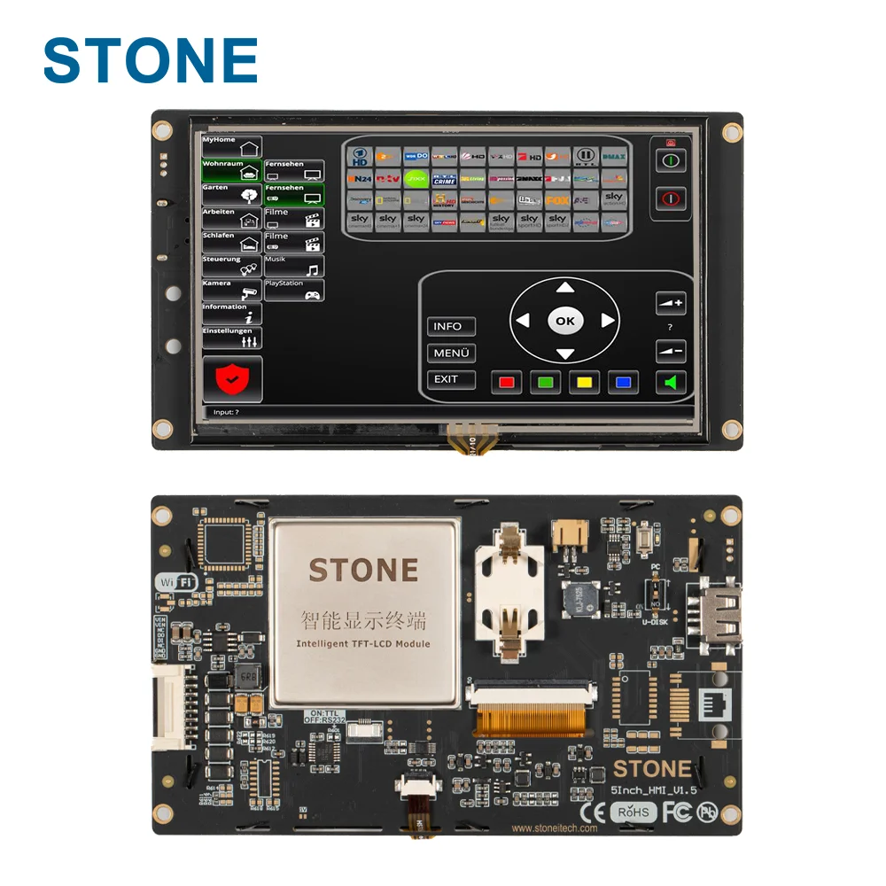 

Модуль ЖК-дисплея STONE 5 дюймов HMI Smart TFT с контроллером + программа + Touch + UART серийный интерфейс