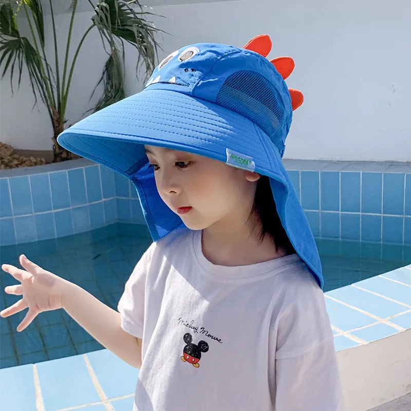 

Cartoon Sunshade Cap for Children Girls Beach Hat Sunscreen Fisherman Hat Adjustable Dinosaur Rabbit Boys and Girls Summer Cap