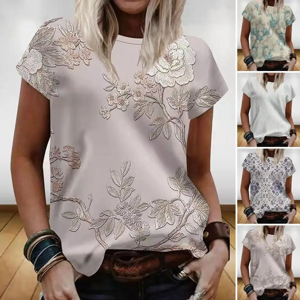 

Женские дышащие топы с коротким рукавом и цветочным принтом