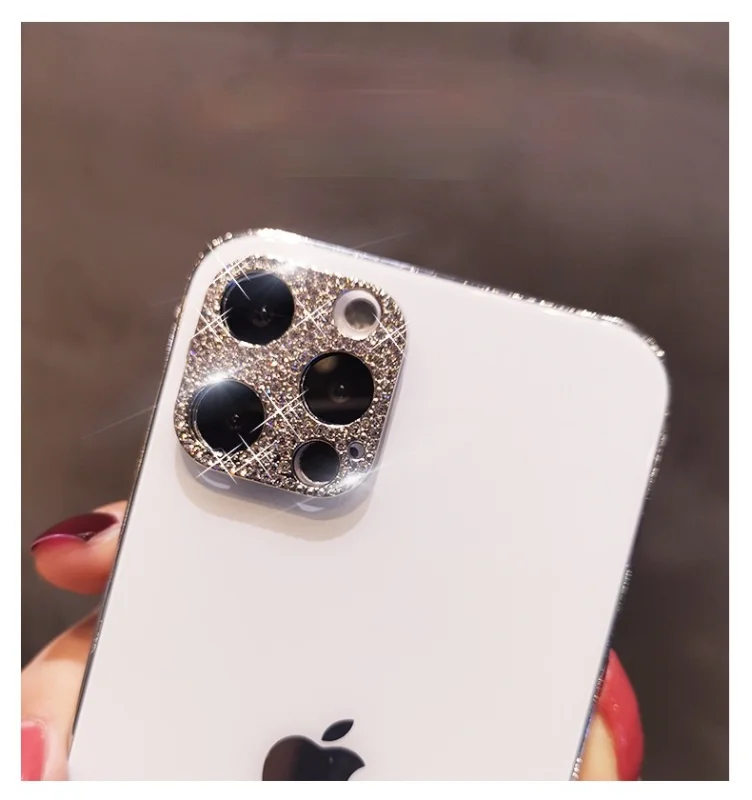 NEW 1PC 3D Crystal Glitter Stone For iPhone 11 12 Mini Pro Max Fashion Bling Diamond Lens Protection Camera Protector PC Cover