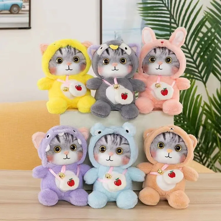 

25cm Cute Healing Cat Doll Kawaii Stuffed Animals Toys Cartoon Doll Mmorning Soft Toy with Bell Children's Toys Girl Gift
