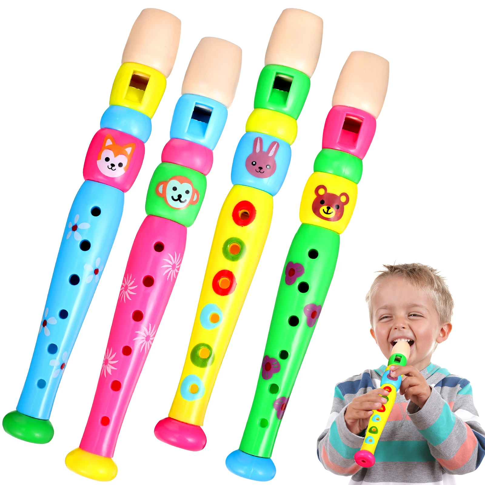 

4pcs 6-Holes Recorder Flute Musical Instruments Early Educational Develop Toys For Children Gifts Random Color