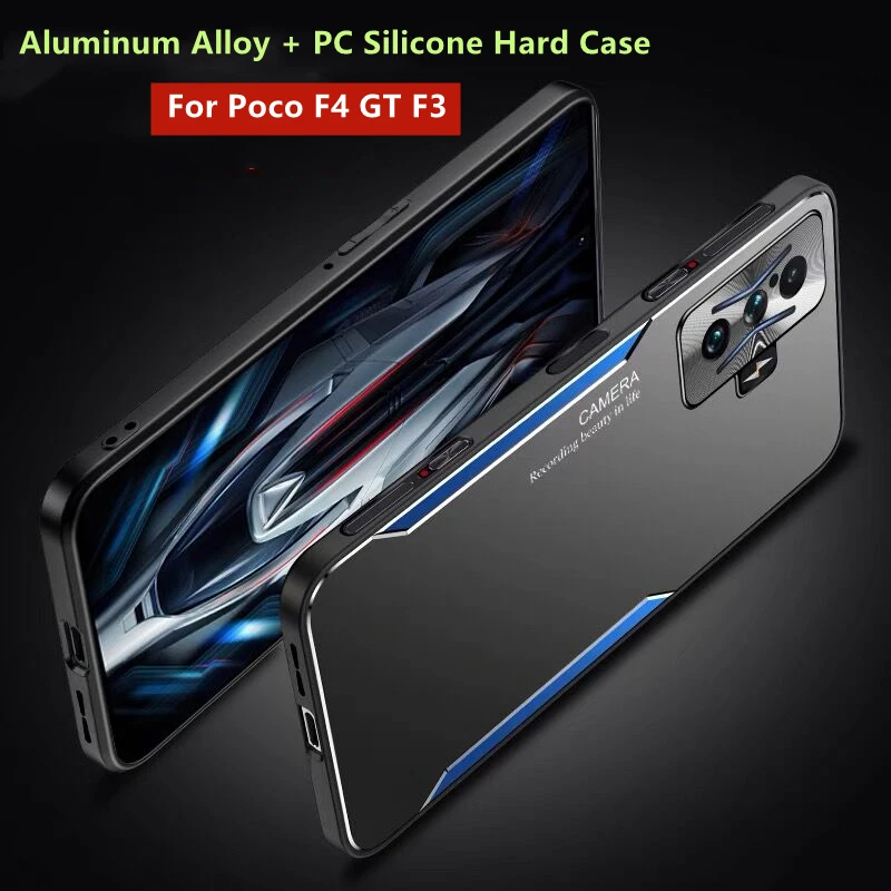 For POCO F4 GT Case PC Aluminum Alloy Back Plate Silicone Co