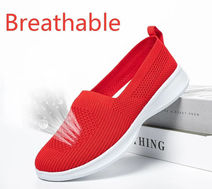 

Женские летние вязаные кроссовки без шнуровки, большие размеры 43 44