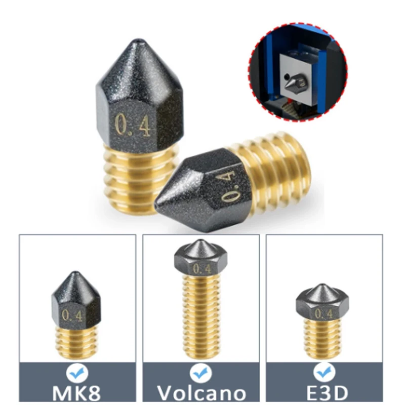 

Upgrade E3D V6 Nozzle PTFE Coated Brass Nozzle 3D Printer Part PETG Printing Non-stick Nozzle PTFE Coating Surface for Ender 3