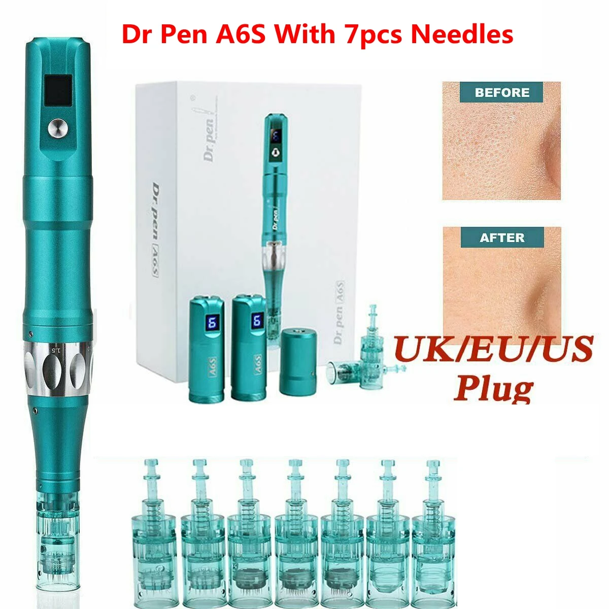 Dr Pen A6S With 7pcs Needles Wireless Microneedling Professional Electric Derma pen Auto Micro Mesotherapy Beauty Machine