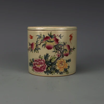 

Exquisite antique pastel rich longevity cricket jar decoration