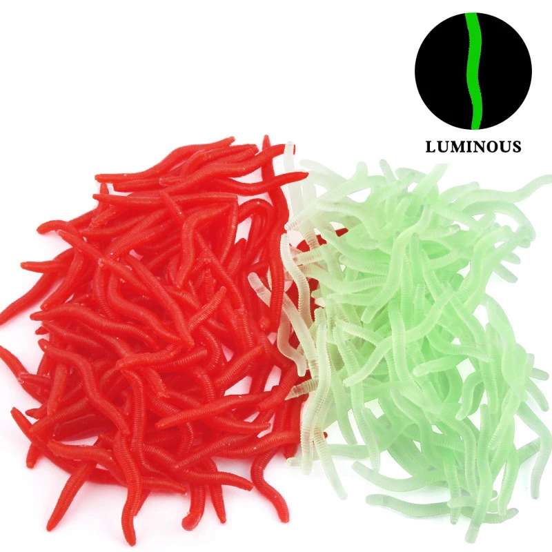 

100pcs/Lot Lifelike Red Worm Soft Bait Smell Shrimp Odor Artificial Silicone Fishing Lure Bass 3.8cm Simulation Earthworm Takcle