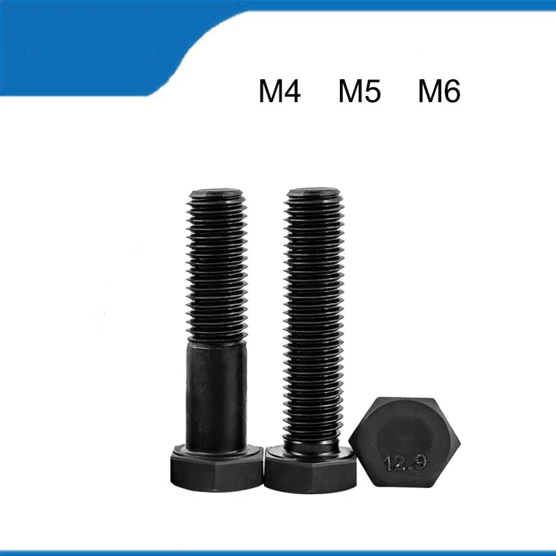 

High Quality Grade 12.9 High-Strength Hex Head Bolts M4 M5 M6 30PCS Carbon Steel Hexagon Hex Head Screws