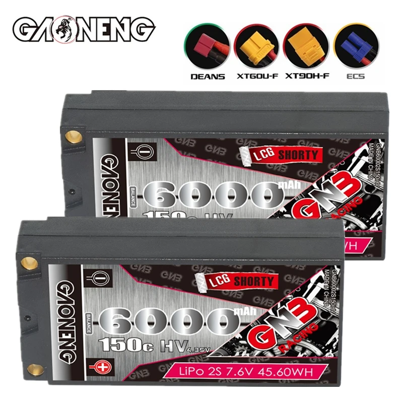 Max 300C GNB 2S 7,6 V 6000mAh Hardcase LCG коротышка 5,0 мм пуля LiHV батарея для 1/10 RC автомобиля RC лодка часть 150C 7,6 V батарея
