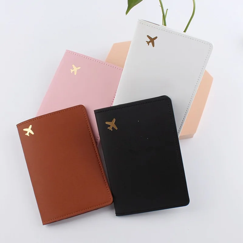 

Lover Couple Passport Cover Hot Stamping Simple Plane Women Men Travel Wedding Passport Cover Holder Fashion Wedding Gift