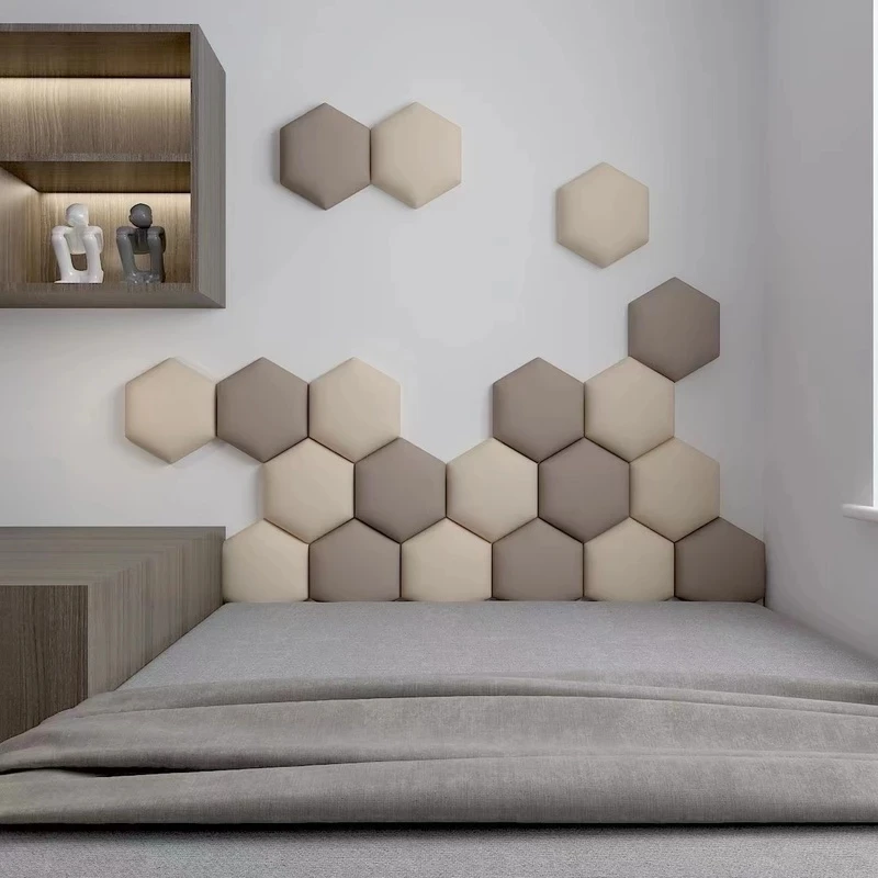 

Bed Headboard Hexagonal Wall Stickers Kids Room Decor Soft Bag Living Room Bedroom Self-adhesive Soft-pack Wall Decals Cabecero