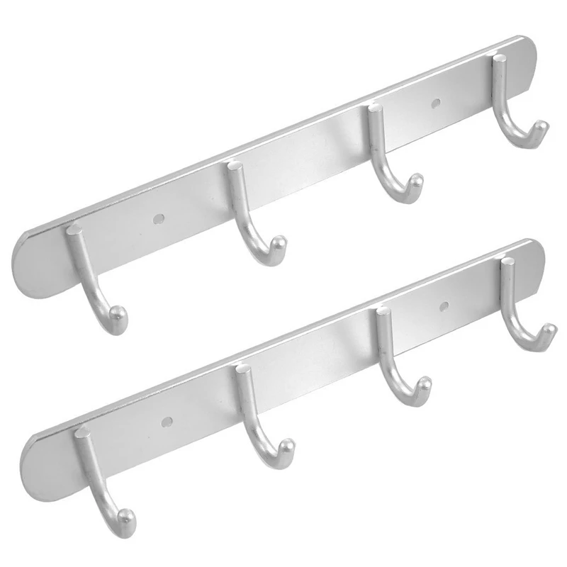 

HOT SALE 2X Aluminium Alloy 4 Hanger Towel Hat Coat Clothes Wall Mount Rack Hook