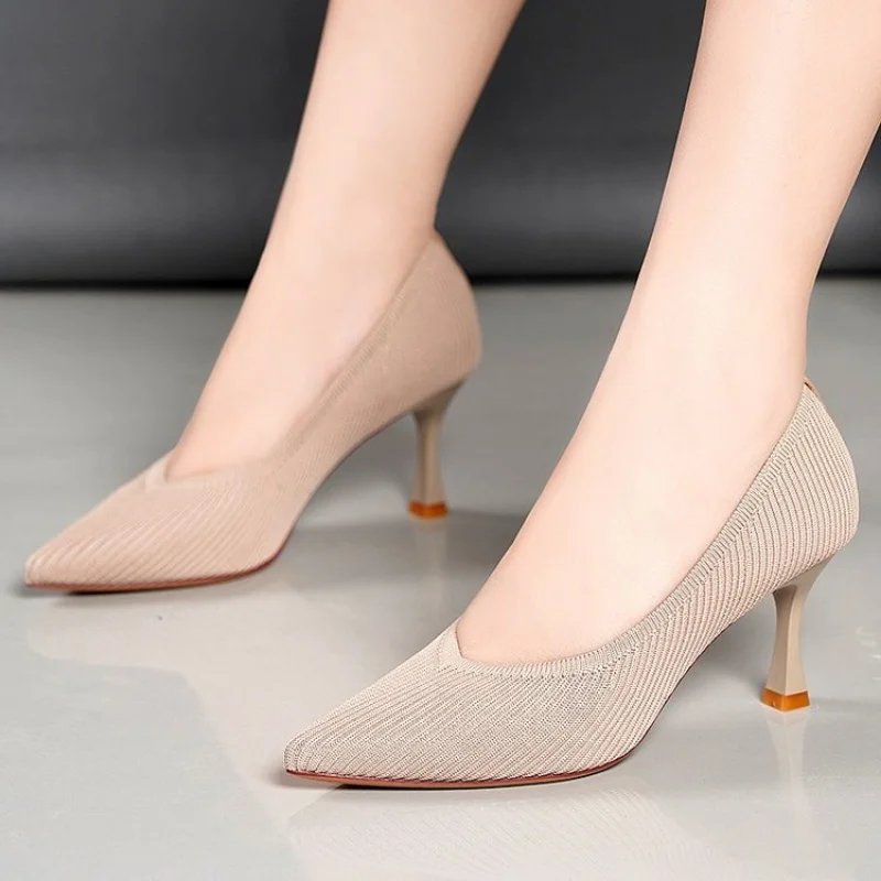 

BCEBYL 2023 Новая Весенняя мода женская обувь с открытым носком Рабочая обувь с острым носком на тонком каблуке женские туфли на высоком каблуке