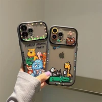 creative color painting cute cartoon zoo phone case cover for iphone 11 12 13 pro x xr xs max shockproof case for iphone13 cases