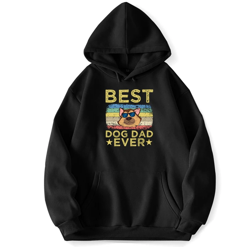 

Best Dog Dad Ever Funny Hoodie Hoodies Sweatshirts Men Hooded Pullovers Jumper Trapstar Pocket Spring Autumn Hooded Sweatshirt