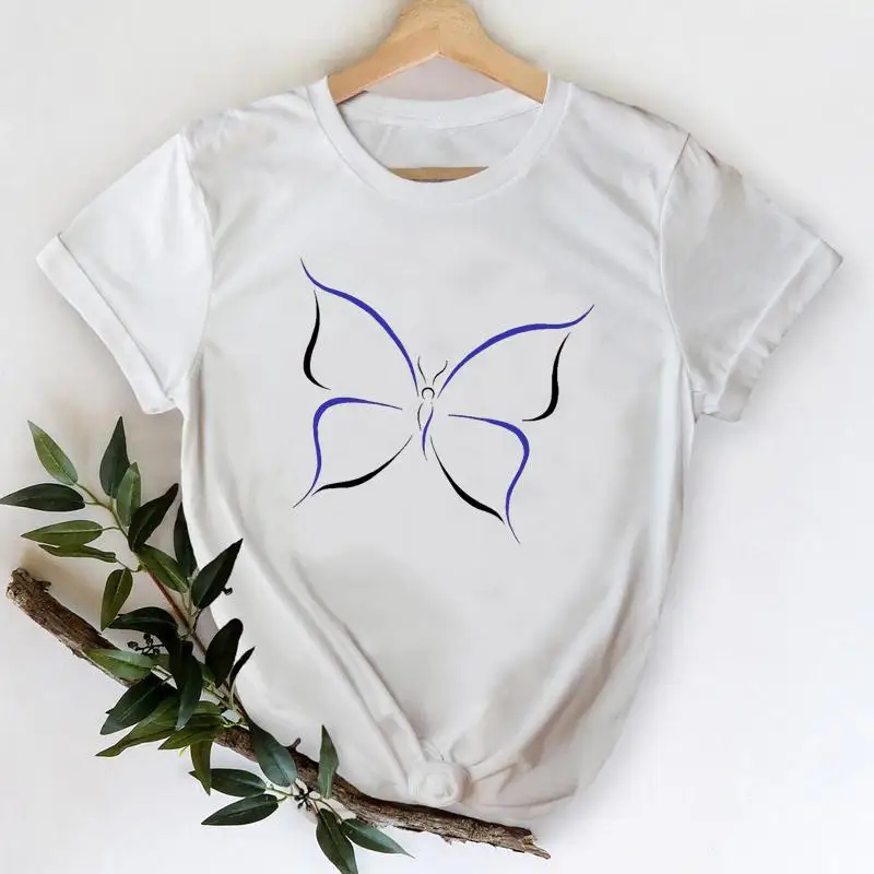 

Trend Short Sleeve Women T-shirts Cartoon Fashion Print Top Clothing Butterfly Graphic Aesthetic Tshirt Travel Tee
