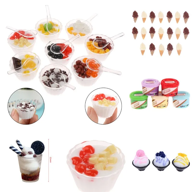 

1:12 Plastic Mini Cup Ice Cream Bowl Miniatures Goblet Simulation Tableware Toy Dollhouse Accessories