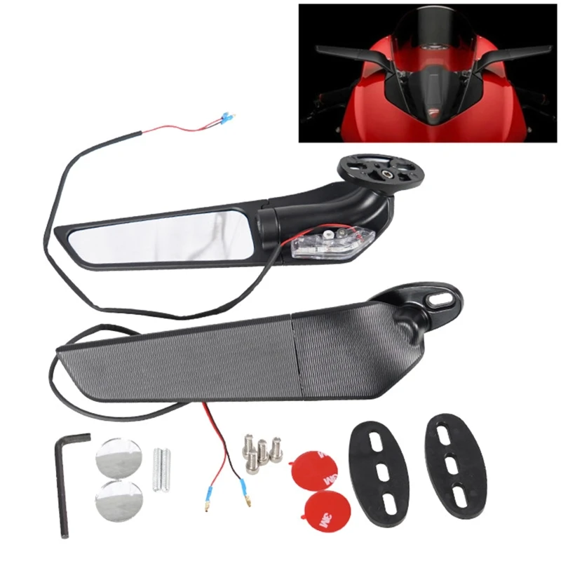 

2x Motorcycle Mirrors Modified Wind Wing Adjustable Rotating Rearview Mirror For CBR250R CBR300R CBR500R CBR600RR CBR125