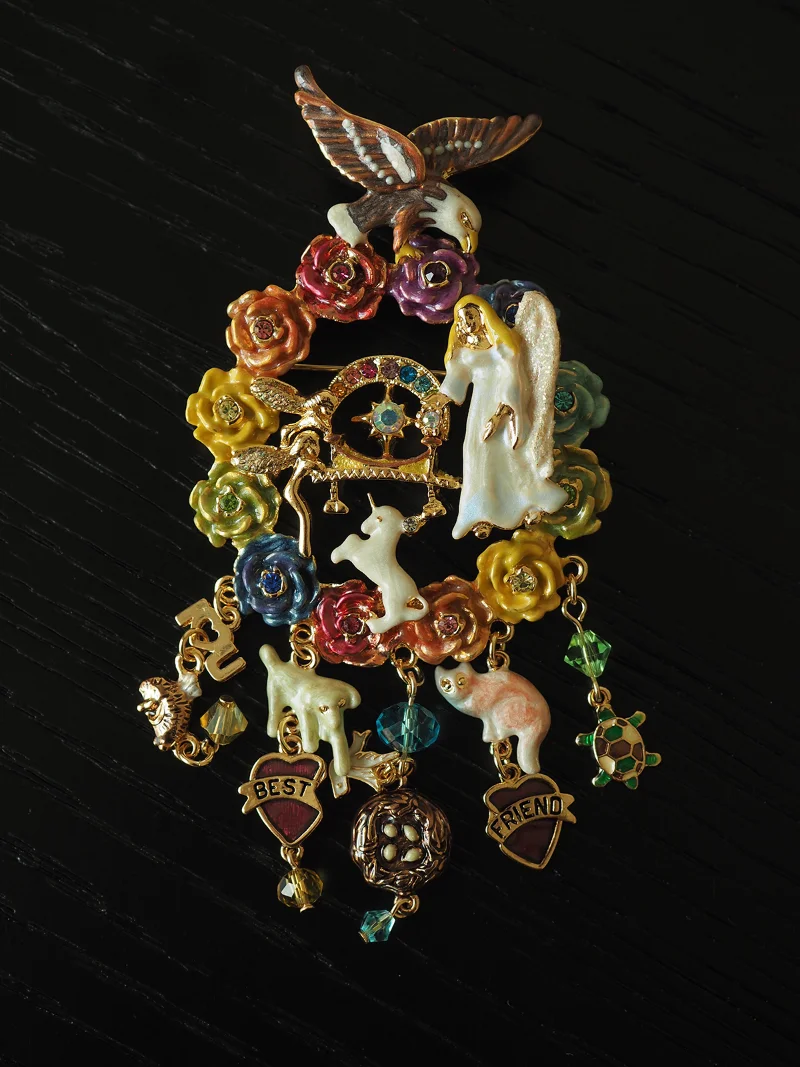 

Timeless Wonder Enamel Forest Party Brooches for Women Designer Jewelry Vintage Luxury Brand Gift for Gown Runway Rare Top 5327