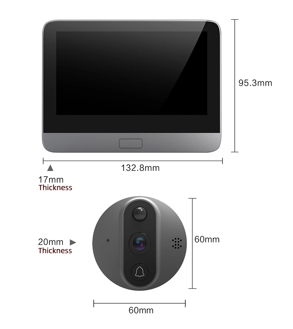 Jeatone Wifi Video Doorbell For Home 4.3 Inches Video Peephole Camera 1080P Wireless Doorbell Tuya Smart Home Video-eye Intercom enlarge