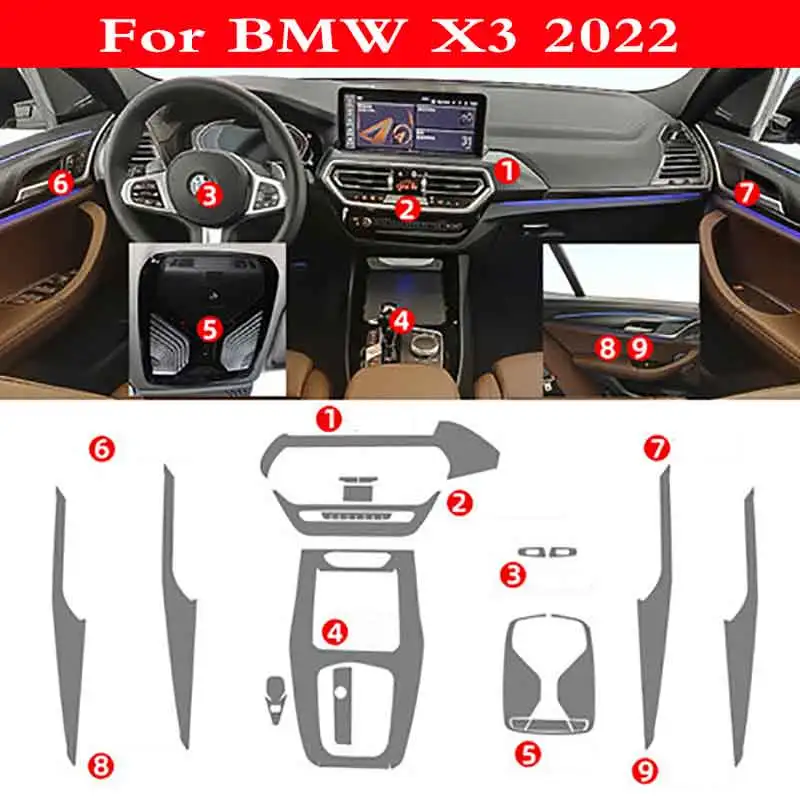 

For BMW G01 G02 X3 X4 Car Interior Gear Dashboard Transparent TPU Protective Film Anti-scratch Accessories