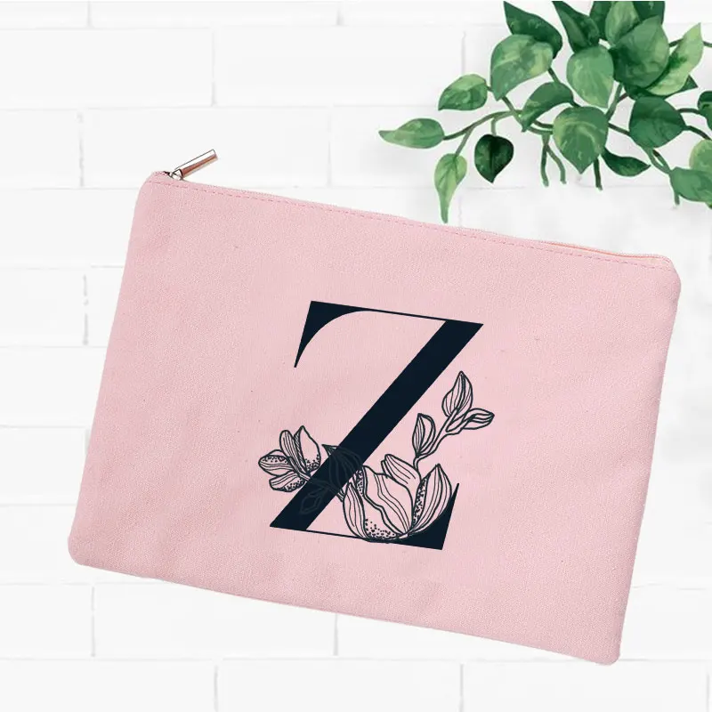 Fashion Wedding Zipper Clutch Bags Initials Floral Print Make Up Organizer Box Purse Cosmetic Bag Make Up Bags Makeup Bags Gift