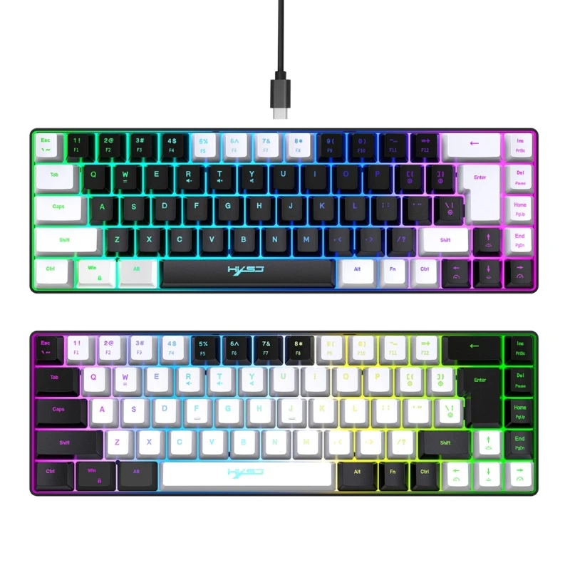 

RGB Light Membrane Keyboard Ergonomic Gaming Mechanical Keyboards USB TypeC Drop shipping