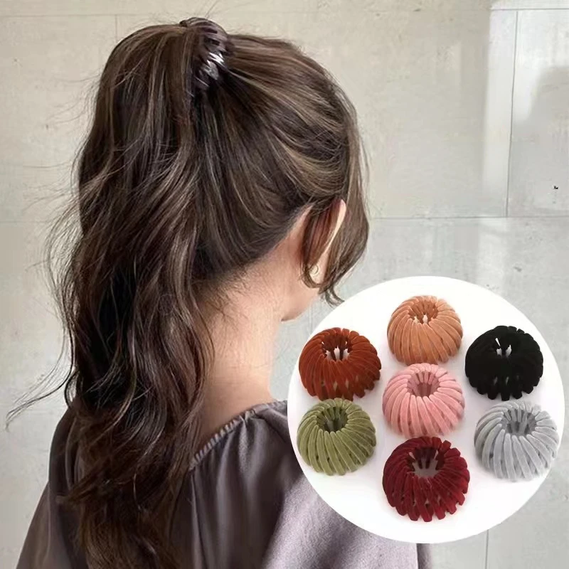 

1pc Head Hairpin Bird's Nest Catch Clip Lazy Hairpin Hair Curler Tied High Ponytail Fixed Artifact Flocking Hair Accessories