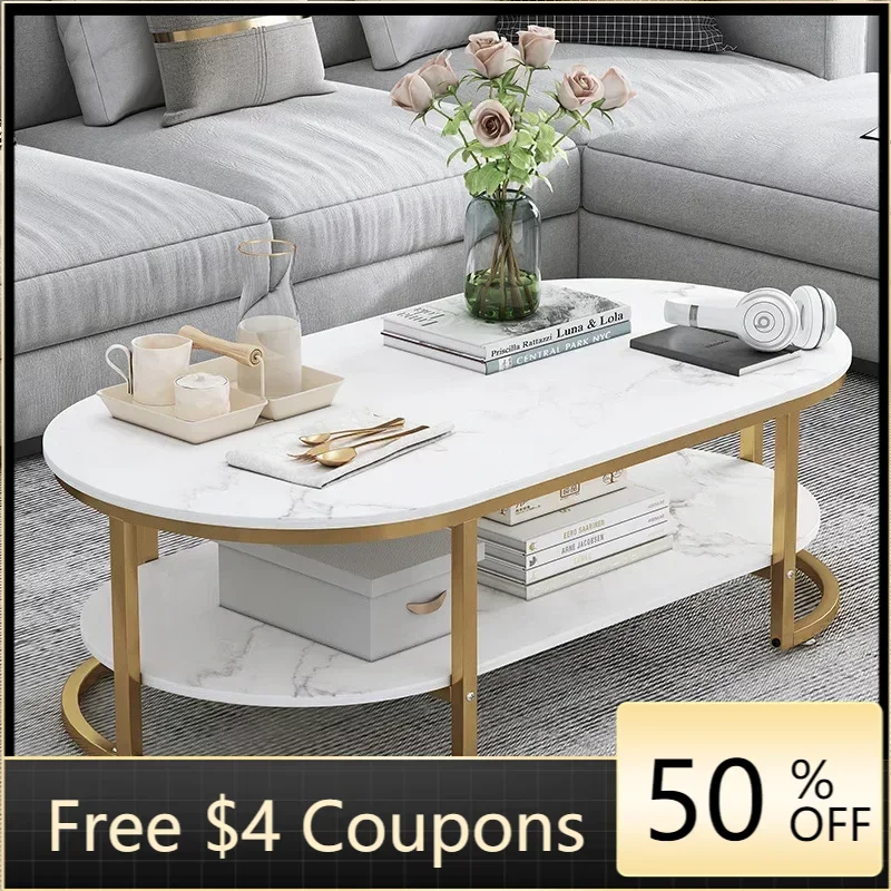 

Living Room Coffee Table Modern Nordic Luxury White Marble Book Storage Console Coffee Table Dining Muebles Home Furniture