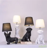 New Beagles Corgi Pugs Puppy sculpture LED Table lamp Resin Desk lamp For Children's room Modern Bedroom Bedside Lamp Decoration