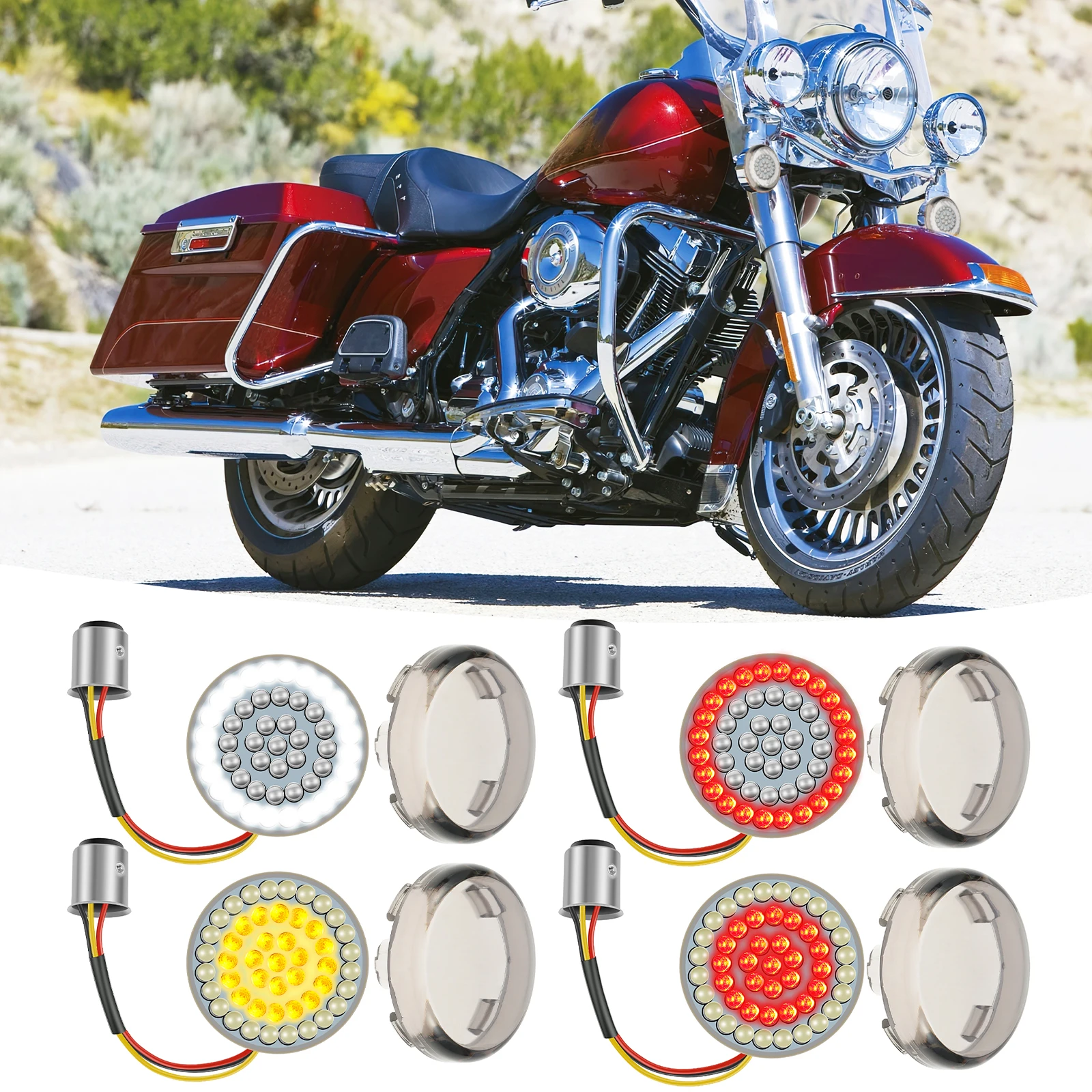 

Motorcycle Turn Signal Light 12V Waterproof Front Rear Motorbike Blinker Professional Sequential LED Smoked Break Light Bulb