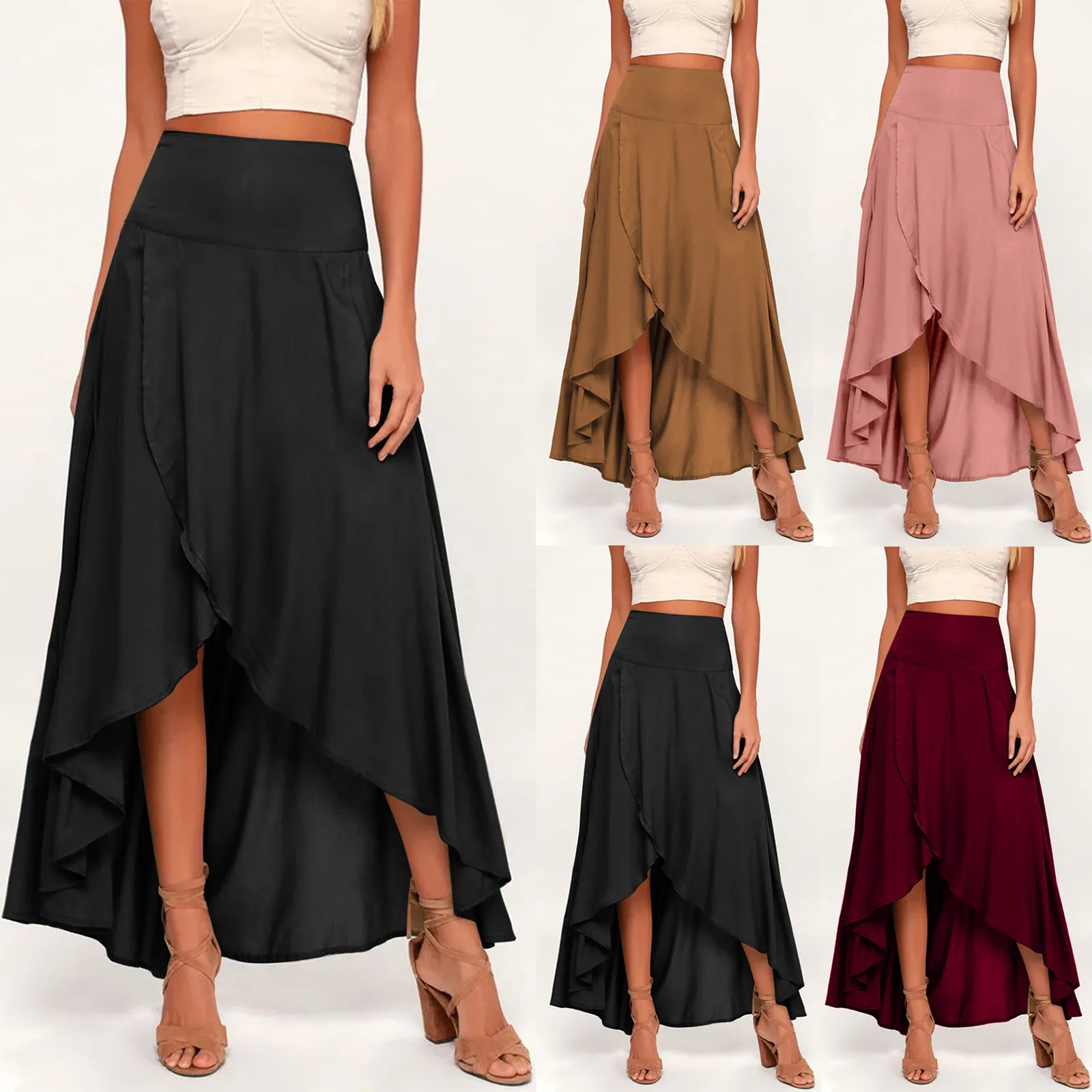 

Elegant Skirts for Women Casual Fashion ruffle Irregular solid color formal skirt 2023 Women's Summer skirts 2023 faldas