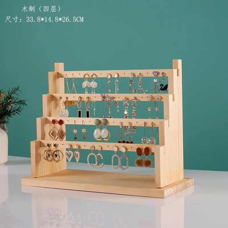 4/6-layer Solid Wood Jewelry Display Stand Earring Frame Earing Card Necklace Rack Jewelry Organizer Boxes and Packaging