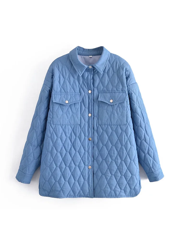 

Woman Casual Loose Denim Blue Shirt Jackets 2022 Autumn Fashion Warm High Street Outwear Ladies Solid Oversized Outerwear