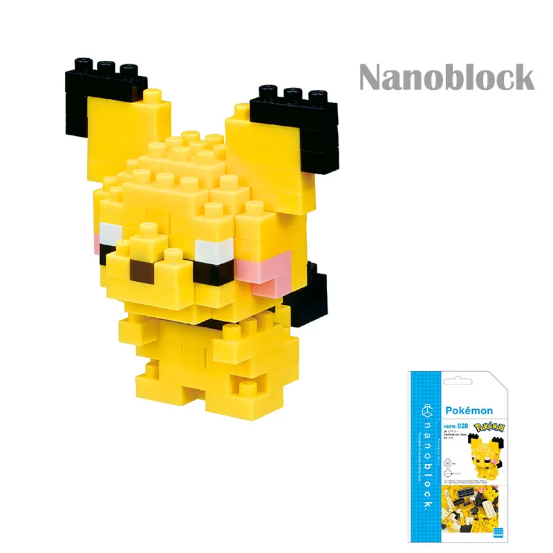 Фото Оригинальные микро-блоки Nanoblock Pokemon Pichu, 3D-пазл, мини-блоки, модель для демонстрации, милый коллекционный подарок №1