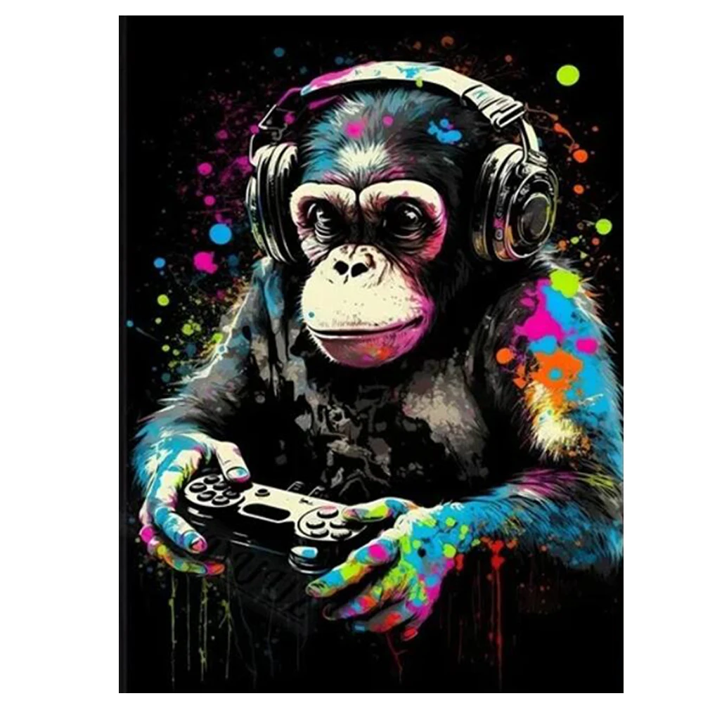 Алмазная живопись новинка 2024 года наушники граффити Горилла сделай сам 5D полная