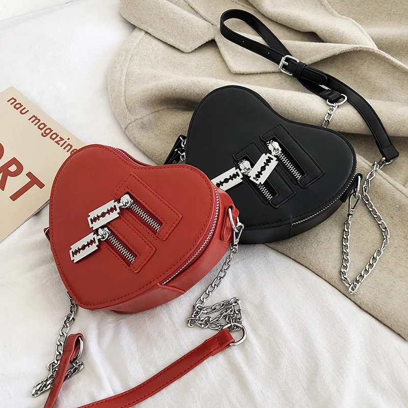 

Женские кошельки и сумочка 2023, красная Наплечная Сумка в форме сердца, женская сумка через плечо с цепочкой, Женский кошелек и клатч