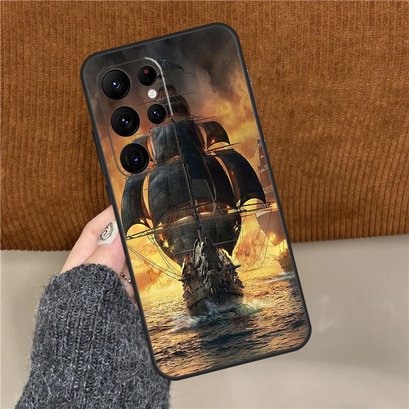 Чехол для телефона Пиратский корабль Samsung Galaxy S25 Ultra S9 S10 Plus S20 S21 S22 S23 FE S24 Back Cover