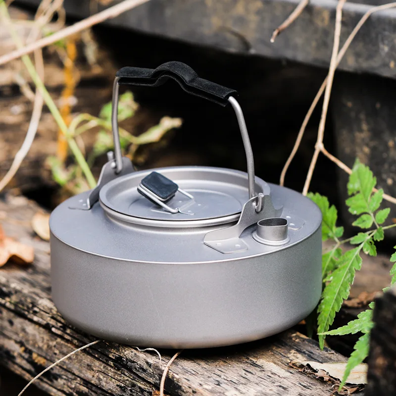 Titanium 1000ml Tea Kettle with Folding Handle Outdoor Camping Ultralight Portable Teapot