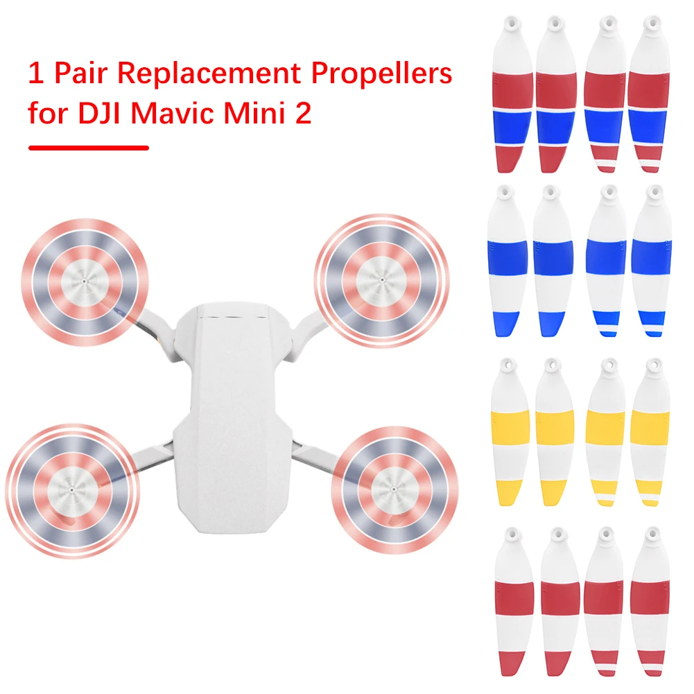 

1 Pair Propellers Lightweight Pack Portable Sky Low Noise Props White with Color Stripes Supplies for DJI Mavic Mini 2