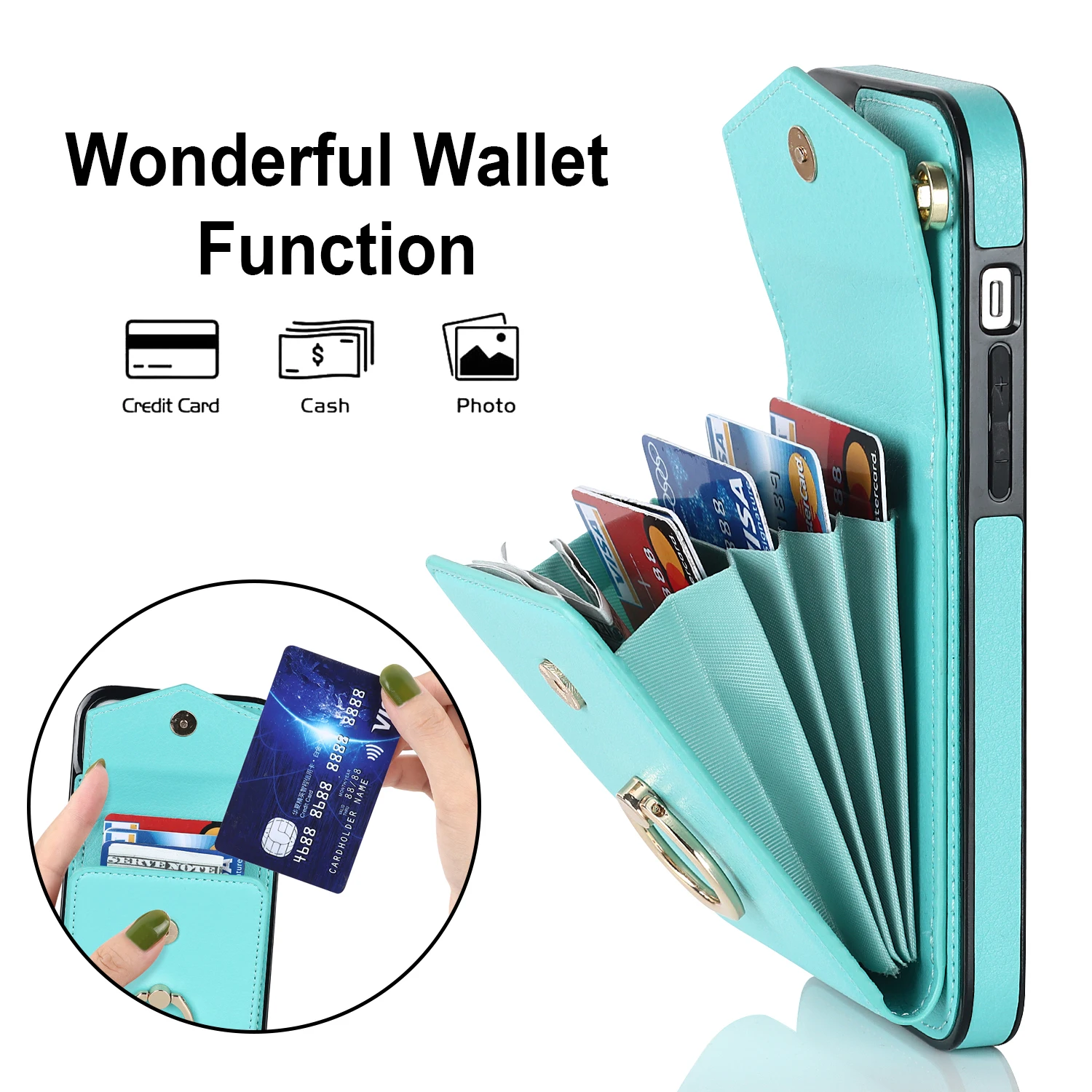 Luxury Leather Multi Card Slot Bracket Phone Case For iPhone 14 13 12 Mini 11 Pro XS MAX X XR Card Holder Phone Cover Bag